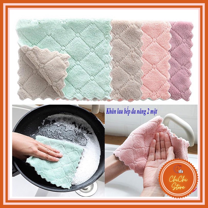 Combo 5 khăn lau bếp đa năng 2 mặt sợi bông siêu thấm nước tiện lợi_CC888