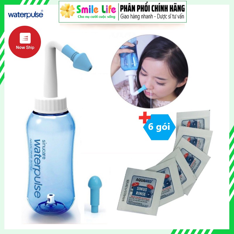 SMILE LIFE | Bộ rửa mũi Water Pulse + 6 gói Muối Aquamed ® - THÔNG SẠCH MŨI NGĂN NGỪA VIÊM XOANG