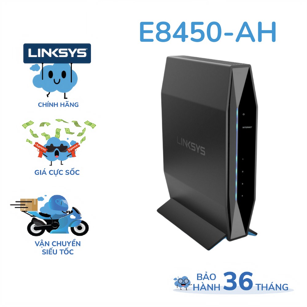 Bộ phát wifi LINKSYS E8450 chuẩn AX tốc độ 3200Mbps DUAL-BAND EASY MESH WIFI 6 MU-MIMO GIGABIT ROUTER