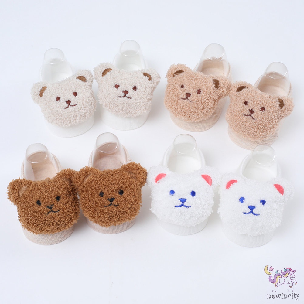 Tất Chống Trượt Hình Gấu Hoạt Hình Phong Cách Hàn Quốc Cho Trẻ Em