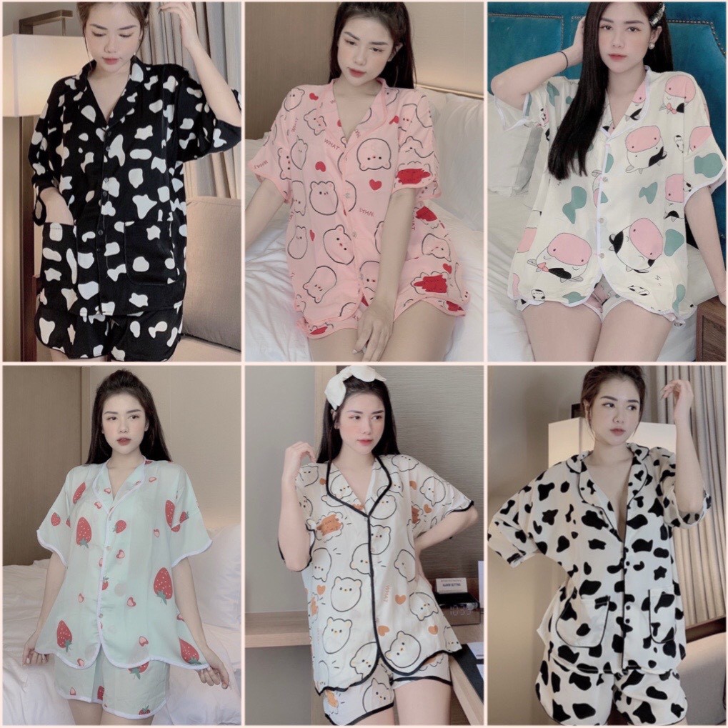 [SIÊU HOT] Bộ Pijama Lụa Cộc Đùi 🍀 Bộ Mặc Nhà Lụa Mango Cao Cấp Mềm Mịn Thoáng Mát