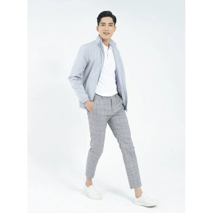 Áo khoác gió nam Aristino Emboss màu xanh xám đen chống thấm nước chính hãng AJK002W1