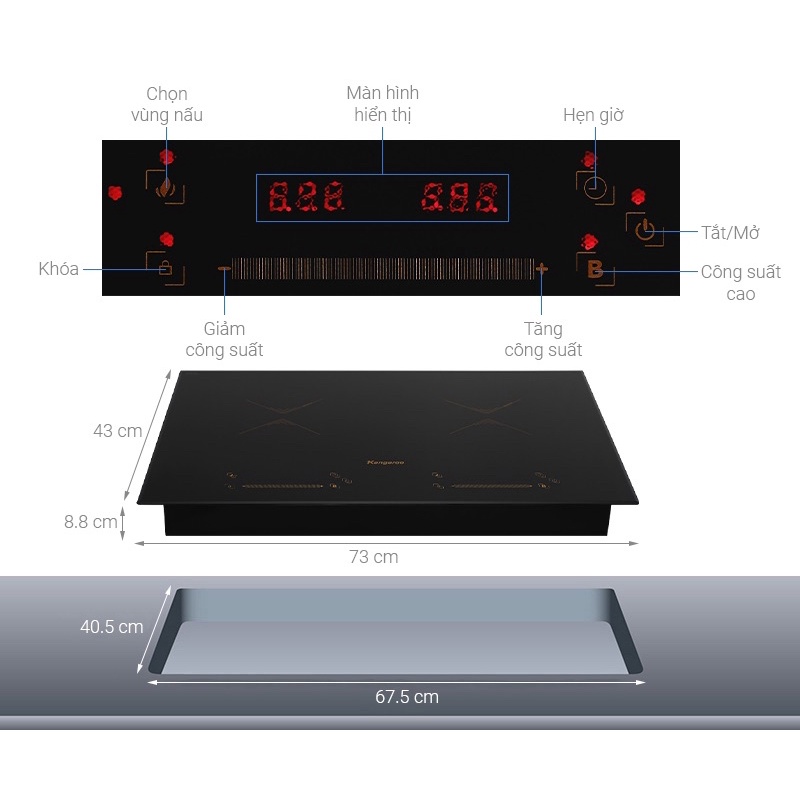 Bếp từ đôi Thái lan Kangaroo KG859i