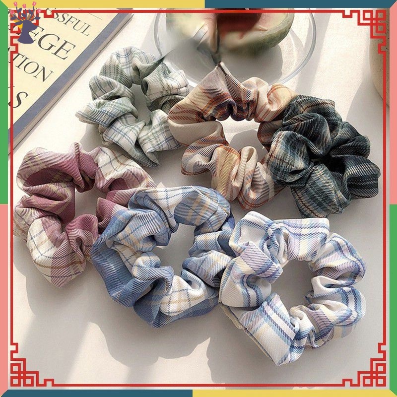 Dây Buộc Tóc Họa Tiết Caro Nhiều Màu Phong Cách Hàn Quốc Cho Nữ YK