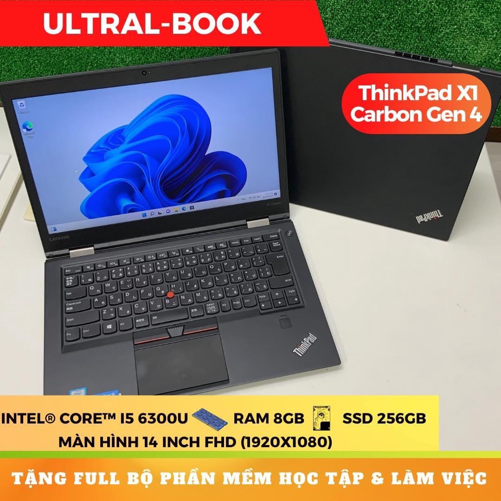 Laptop Lenovo Thinkpad X1 Carbon, Core i5 7300U- Ram 8GB- SSD 256GB. Bảo Hành từ 6-12 tháng.