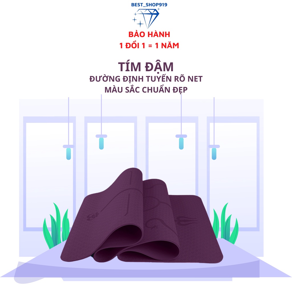Thảm Tập YOGA Định Tuyến 8MM 1 Lớp Cao Cấp Chống Trơn Trượt Chuẩn TPE Tự Nhiên Bảo Hành Lỗi 1 Đổi 1 [ TẶNG TÚI ]