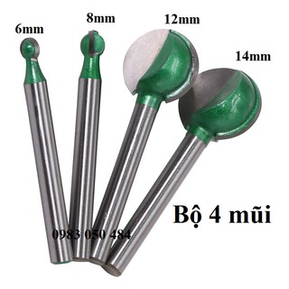 mũi phá thô hình câu trục 6mm hay mũi phá quả đào xanh 6,8,12,14mm bộ 4 mũi