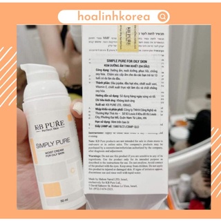 Kem dưỡng ẩm tinh khiết cho da dầu KB pure simply pure