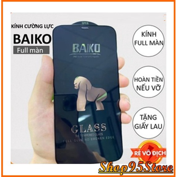 Kính cường lực BAIKO cho iPhone 11 pro max/ 12/ 13 promax/ x/ xr/ xs max/11/ 6/ 6s/ 7/8 plus/ xsmax/ ip chống bụi loa