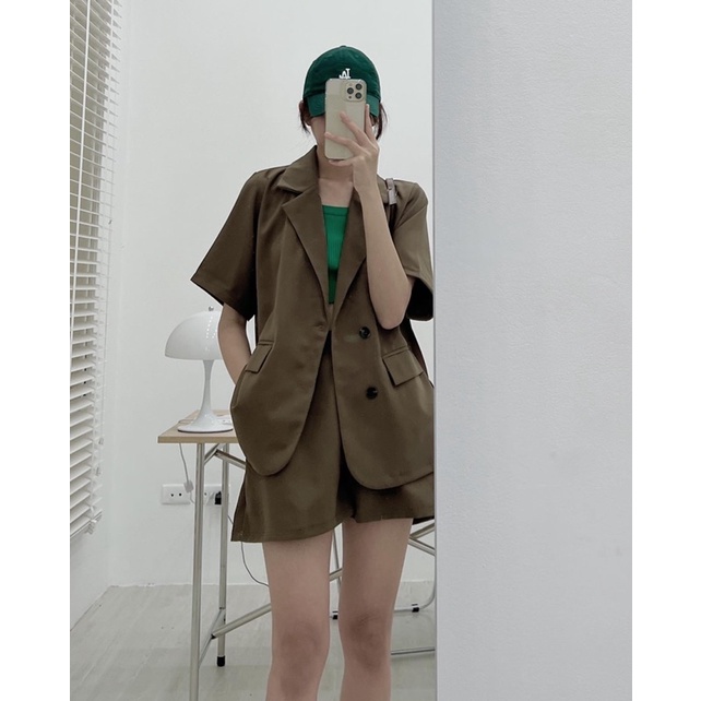 S5910 Set blazer mix short Audrey