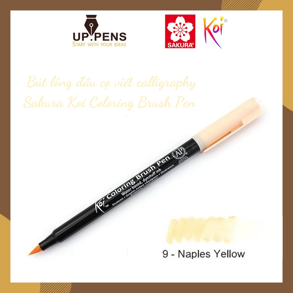 Combo 3 bút lông đầu cọ viết calligraphy Sakura Koi Coloring Brush Pen – Yellow Colors