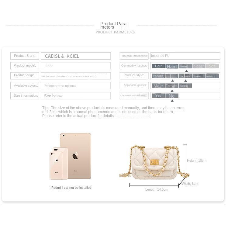 Túi Đeo Chéo Đính Đá Phối Dây Xích Thời Trang Mùa Xuân Mới 2022