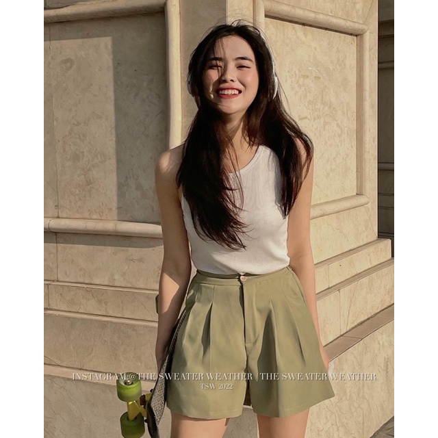 QUẦN SHORT MỚI XẾP LY LƯNG THUN CÁ TÍNH KIỂU DÁNG HÀN QUỐC CAO CẤP CHẤT LIỆU VẢI MỀM XUÔNG KHÔNG NHĂN