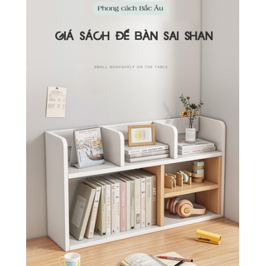 Kệ sách để bàn, kệ để đồ trang trí đa năng bằng gỗ -GK157