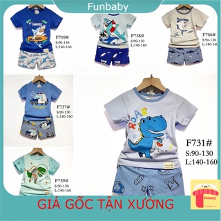 Bộ cộc tay cho bé 2-7 tuổi in hình, Bộ hè bé trai hãng Fanqi vải cotton co giãn thấm hút mồ hôi