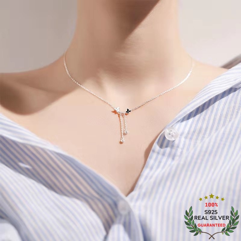 Dây Chuyền Bạc S925 Butterfly Dễ Thương | Vòng Cổ Nữ Trang Sức Bạc 925