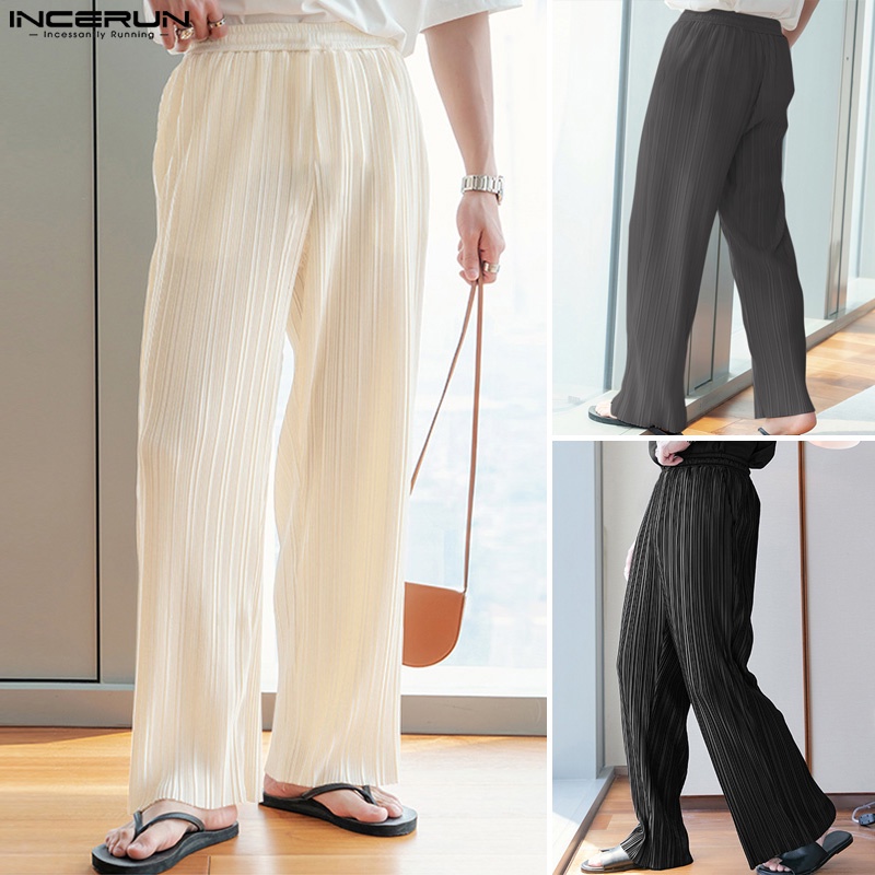 Quần baggy INCERUN ống rộng lưng co giãn thời trang cho nam