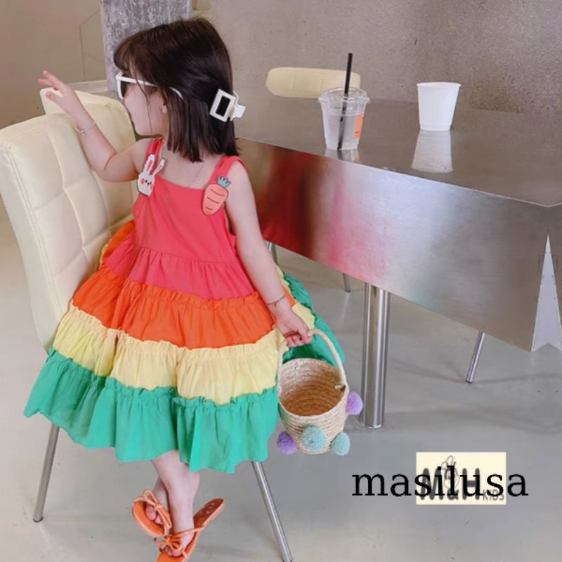 Đầm xòe tầng hai dây  nhiều màu cho bé gái mủa hè mùa xuân đẹp đáng yêu