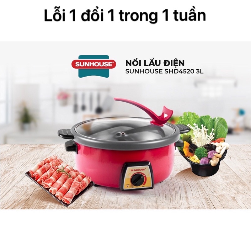 [Mã 253ELSALE hoàn 7% đơn 300K] (Lỗi 1đổi 1) NỒI LẨU ĐIỆN ĐA NĂNG SUNHOUSE SHD4520_lỗi 1 đổi 1 trong 1 tuần