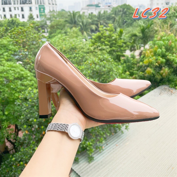 GIÀY CAO GÓT JICO MŨI TRƠN MÀU NUDE  CAO 8 PHÂN -
