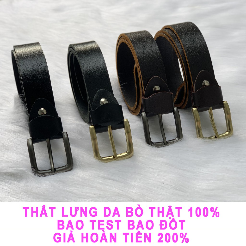 Thắt Lưng Nam [CAO CẤP] Da Bò Thật 100% Đốt Không Cháy ( Khóa Cài Khuy 2 Màu )