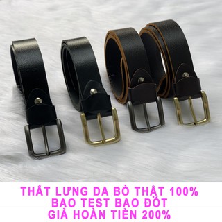 Thắt lưng nam da bò thật 100% đốt không cháy