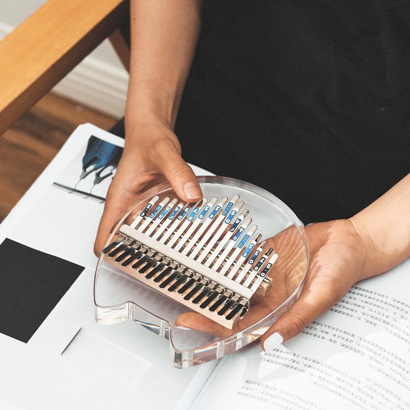 Đàn Kalimba 17 Phím Mặt Mèo Trong Suốt Hope Music Chính Hãng- Full Phụ Kiện