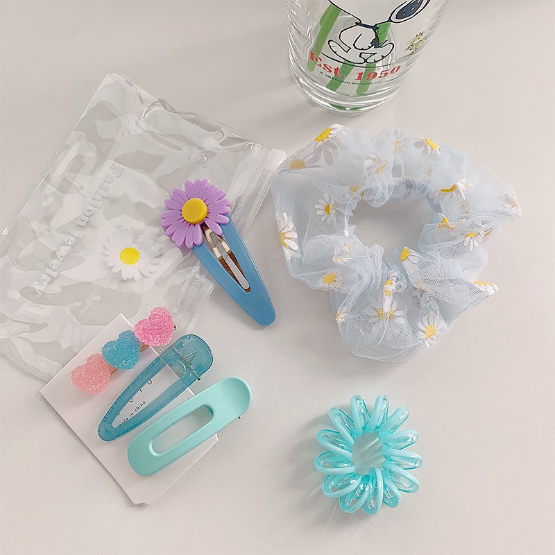 SIÊU HOT  COMBO 7 MÓN KEP TÓC + BUỘC TÓC VÀ TÚI ZIP CHO NỮ SL