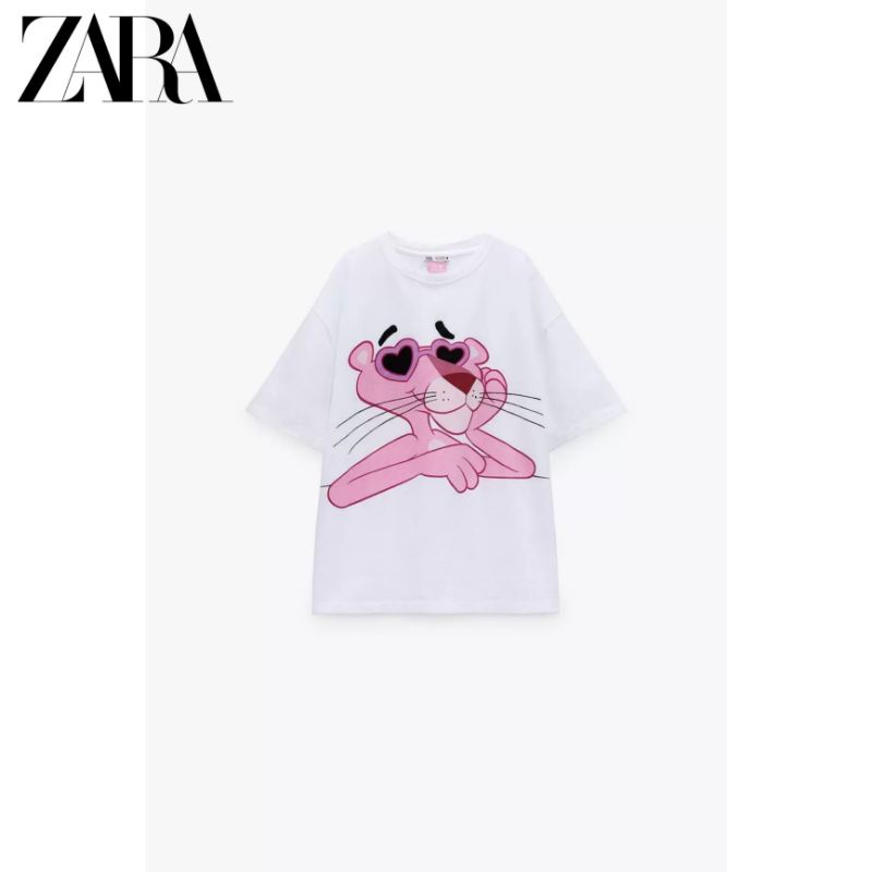 Áo Thun Zara Họa Tiết Báo Hồng Thời Trang