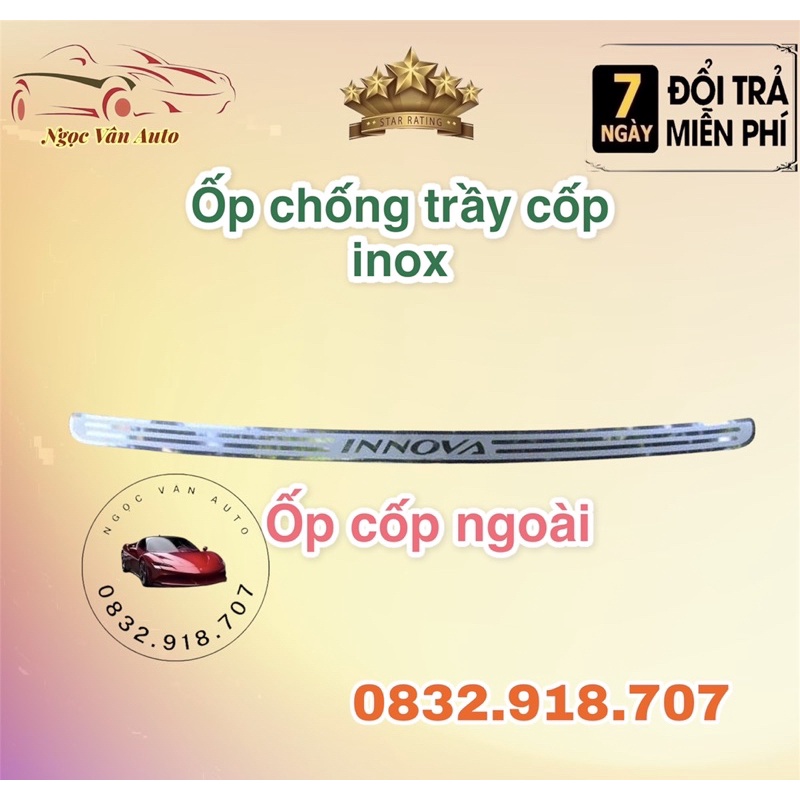 Ốp chống trầy cốp innova 2017 - 2023 mẫu inox