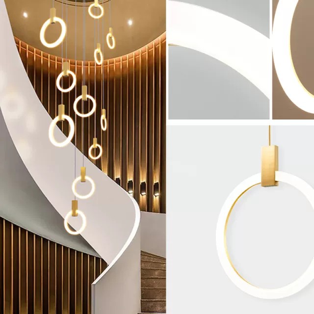 Đèn thả thông tầng hình tròn, đèn thả trang trí lối cầu thang, đèn trang trí, đèn trần, đèn decor; đèn thả bàn ăn