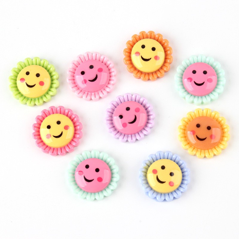 Charm (C413) slime/ Dụng Cụ Charm Trang Trí [Ko Keo &amp; Nút] Hình Hoa Mặt Cười (2.0 cm) - Giá 1 cái
