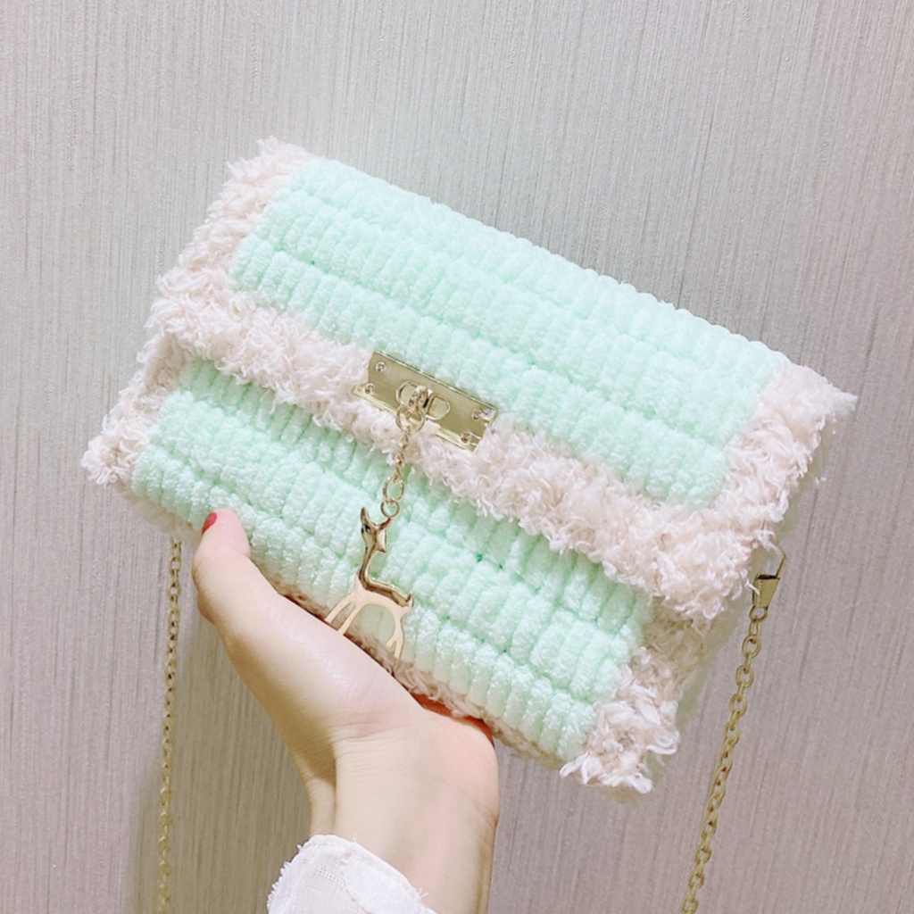 Túi Handmade Tự Đan DIY Mác Nai Phối Màu - Nguyên Liệu Đan Túi