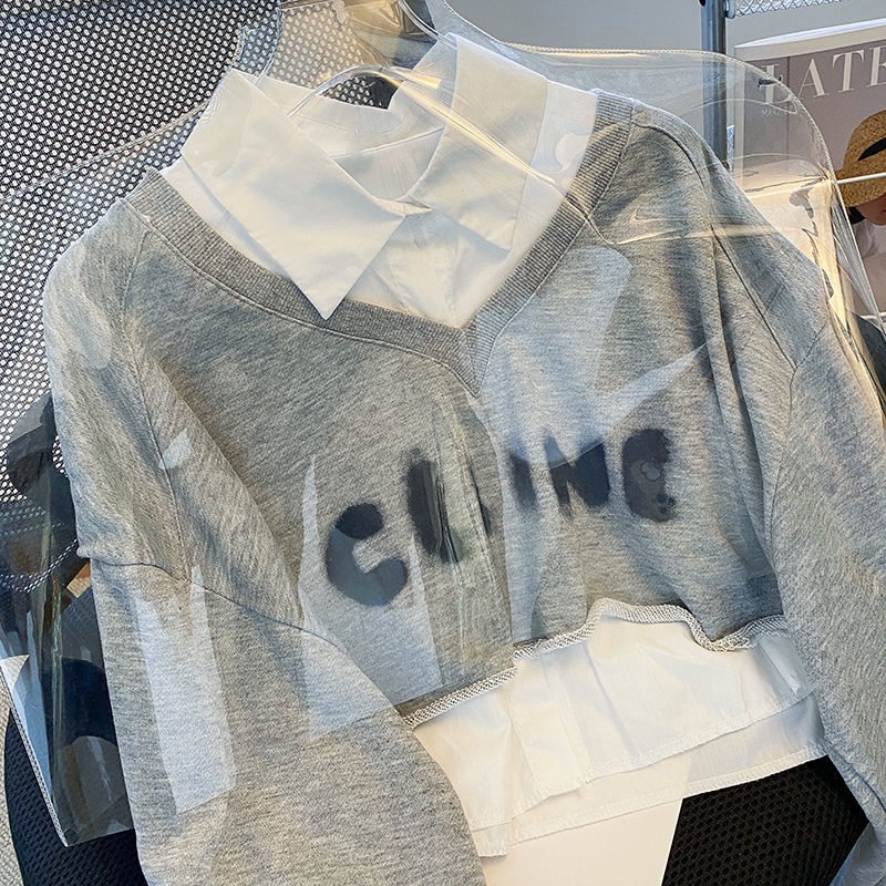 Áo Len Nữ Dài Tay Giả Hai Lớp Thời Trang Mới