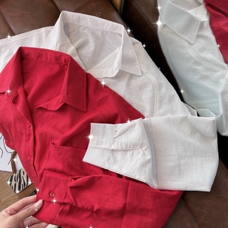 ÁO SƠ MI  ĐỎ FORM OVERSIZE