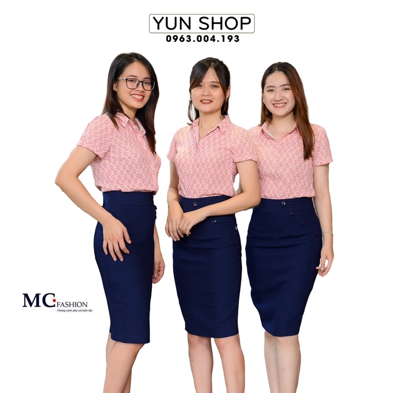 Áo Sơ Mi Công Sở Nữ, Áo Cộc Ngắn Tay MC fashion Hoạ Tiết Ô Van Nhẹ Nhàng A679