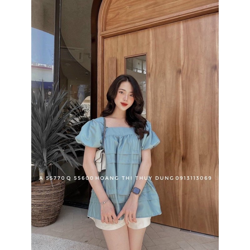 Set áo babydoll cổ vuông💥𝗛𝗔̀𝗡𝗚 𝗠𝗢̛́𝗜 𝗖𝗛𝗔̂́𝗧 Đ𝗘̣𝗣💥mix sooc | BigBuy360 - bigbuy360.vn