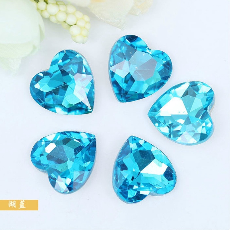 Set 50 đá pha lê tự làm trang sức 8mm hình trái tim nhiều màu sắc