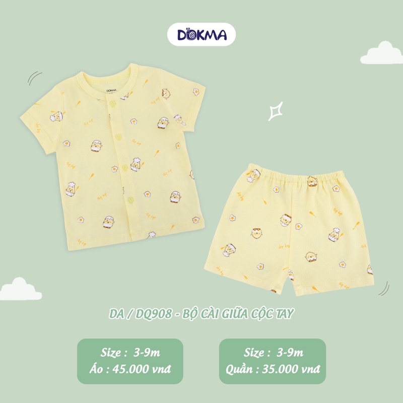 Dokma bộ cộc cài giữa sơ sinh cotton mỏng