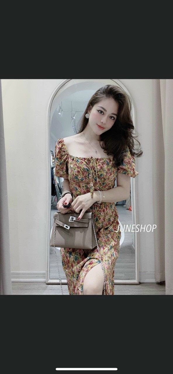 Váy hoa cúp ngực cổ nơ xinh | BigBuy360 - bigbuy360.vn