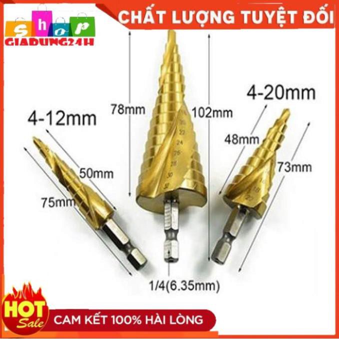 [GIÁ HỦY DIỆT] Bộ 3 Mũi Khoan Tháp Thẳng WORK ZONE 4mm - 32mm HSS Khoan Đa Năng sắt, nhôm, gỗ... (100% Chính hãng)