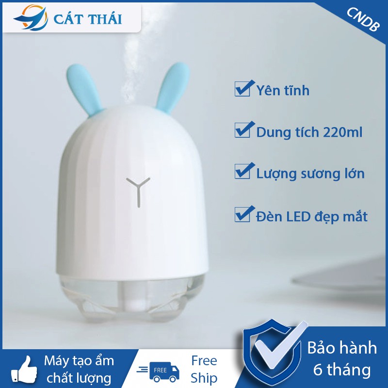 Máy phun sương tạo ẩm Cát Thái CNDB thiết kế tai thỏ dễ thương nhỏ gọn lượng sương phun lớn yên tĩnh không ồn có đèn LED