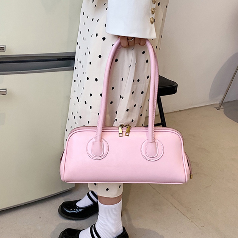 Túi đeo vai IELGY màu trơn phối khóa kéo kết cấu thời trang Pháp dễ phối đồ cho nữ