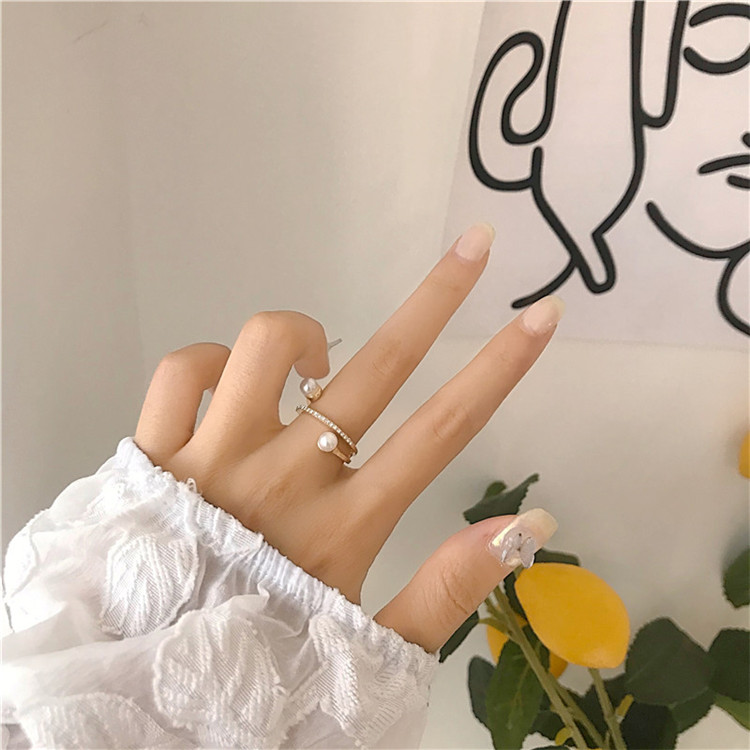 Nhẫn Đeo Tay Kim Loại Đính Ngọc Trai Thanh Lịch Cho Nữ