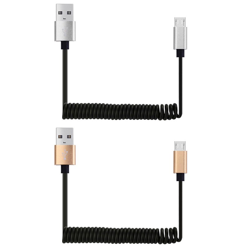 Cáp Sạc Dây Xoắn Lò Xo Cổng Micro Usb Dài 1m 3c