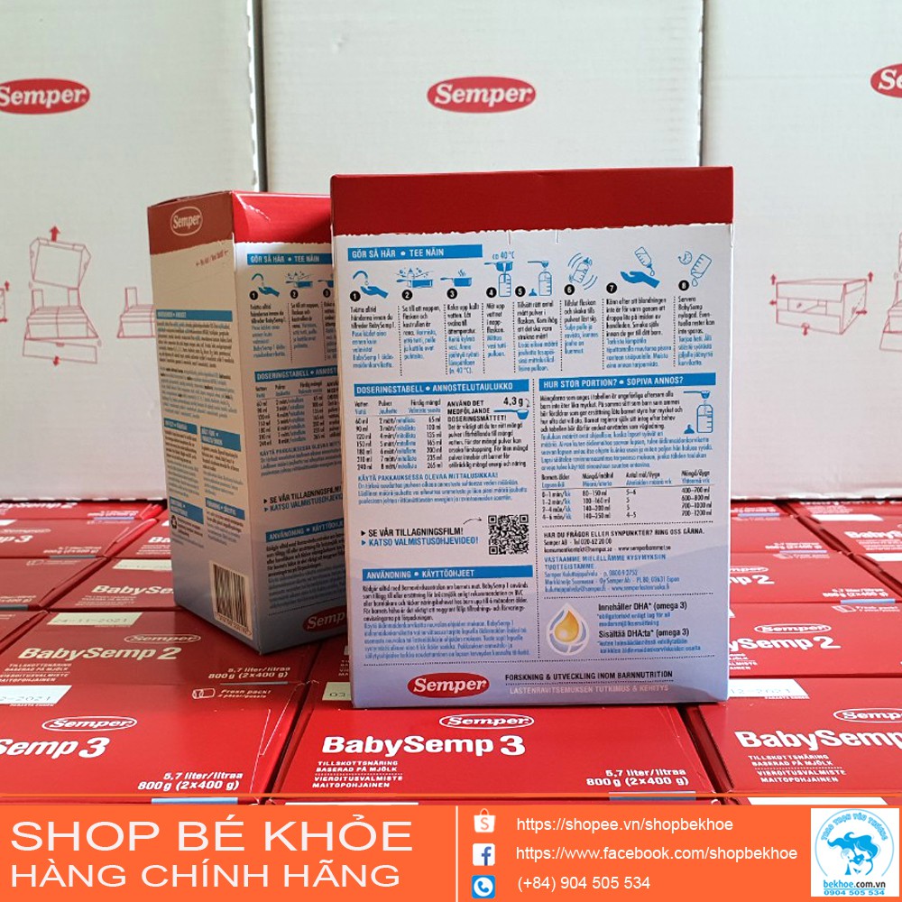 Sữa Semper Baby Semp Thụy Điển số 1  800gr (Mẫu mới - Date mới nhất)