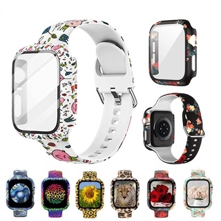 Bộ Dây Đeo Bằng Silicone + Kính Cường Lực Cho Đồng Hồ Apple Watch 44mm 40mm SE 6 5 4 3 2 42mm