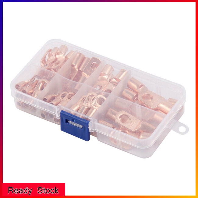 60X Assorted Car Auto Copper Ring Lug Terminal Wire Bare Cable Crimp Connectors