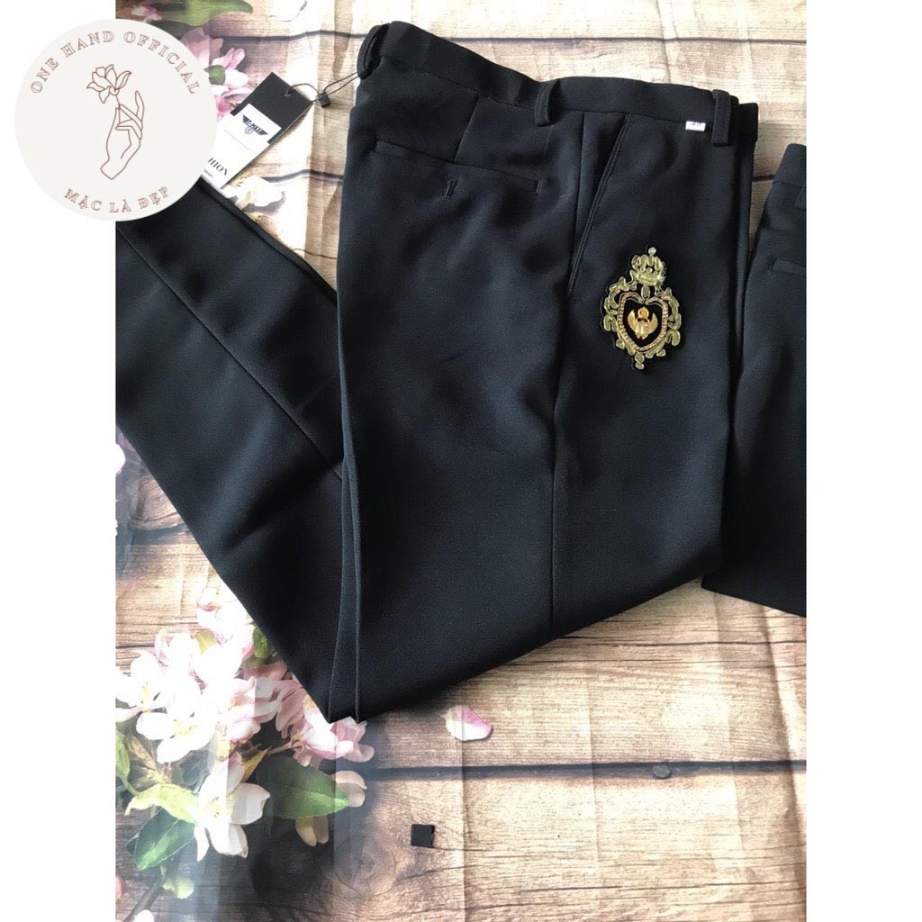 Quần Vải Nam 1𝖍𝖆𝖓𝖉 Quần Tây Nam Đen Thêu Họa Tiết Logo Đại Bàng Dáng Ôm Ống Bó - Mặc Là Đẹp - Mã DB01