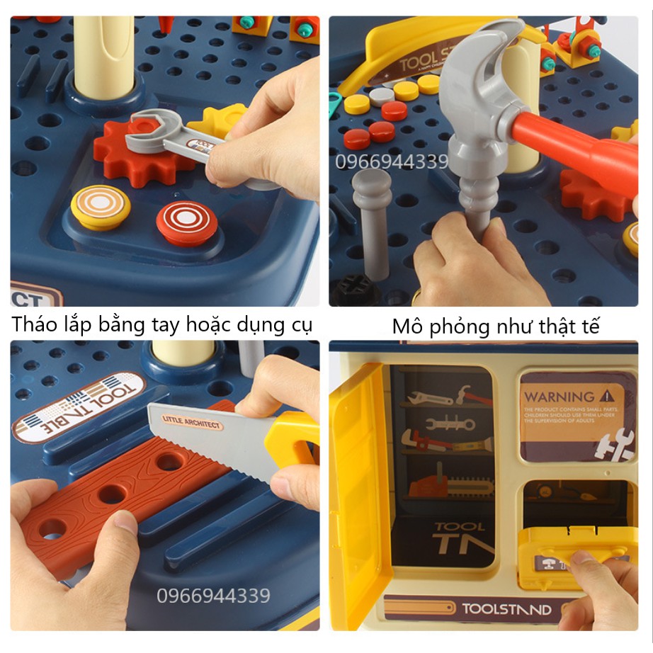 [NEW] Bộ đồ chơi kỹ sư sửa chữa, máy khoan vặn vít tháo lắp, dụng cụ cho bé trải nghiệm thực tế Montessori